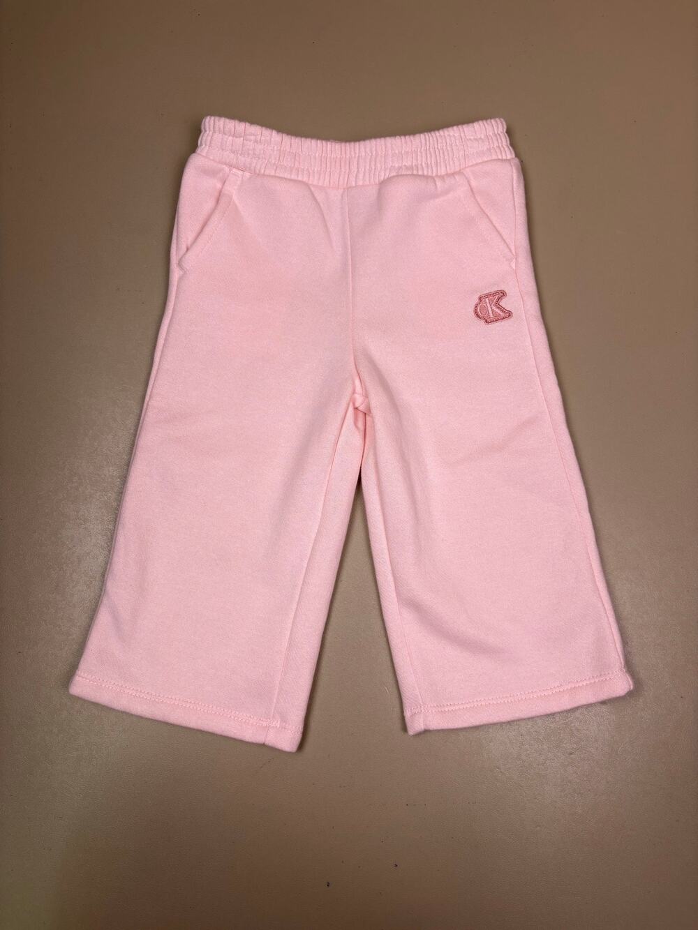 Calvin Klein Jeans Baby Girls 12M Pink Wide Leg Sweatpants Logo Pockets NWOT